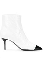 Msgm Two-tone Pointed Toe Boots - White