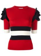 Gucci Web Ruffled Sleeve Top, Women's, Size: Medium, Red, Wool