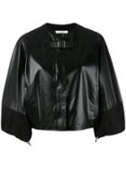 Céline Drawstring Sleeve Jacket, Women's, Size: 38, Black, Cotton/calf Leather/lamb Skin