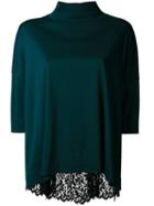 Muveil Lace Back Blouse, Women's, Size: 36, Green, Cotton/nylon/polyurethane