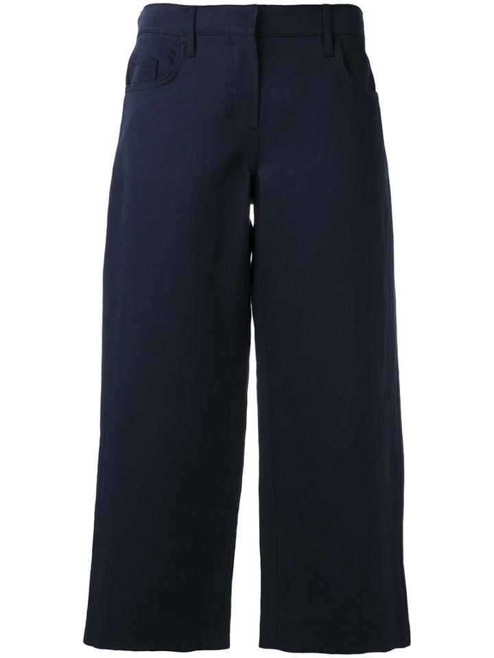 's Max Mara Wide-legged Cropped Trousers, Women's, Size: 42, Blue, Cotton/linen/flax