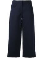's Max Mara Wide-legged Cropped Trousers, Women's, Size: 42, Blue, Cotton/linen/flax