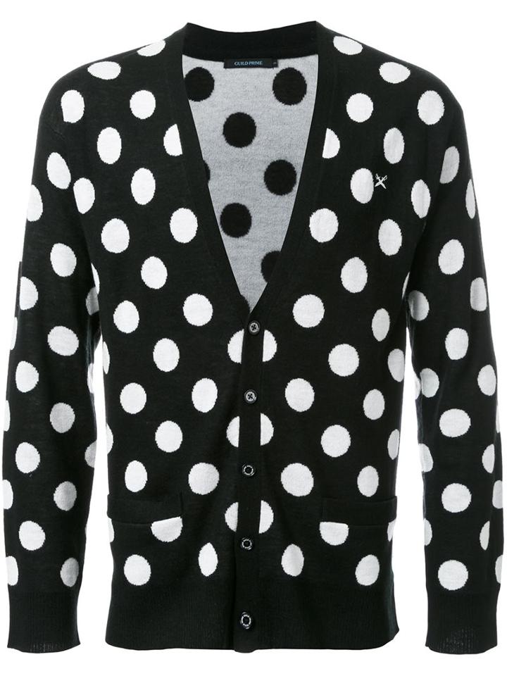 Guild Prime Polka Dot Cardigan, Men's, Size: 1, Black, Acrylic/wool