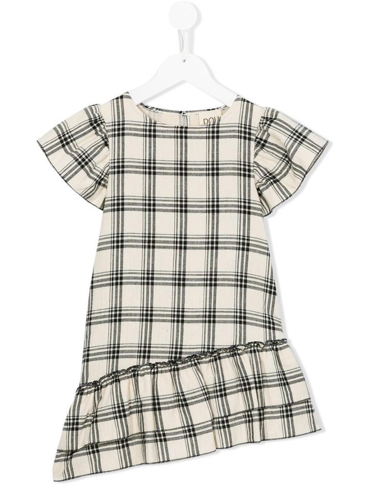Douuod Kids Checked Dress, Girl's, Size: 6 Yrs, Nude/neutrals