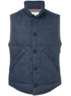 Brunello Cucinelli Padded Gilet, Men's, Size: Xl, Blue, Nylon/linen/flax/wool/feather Down