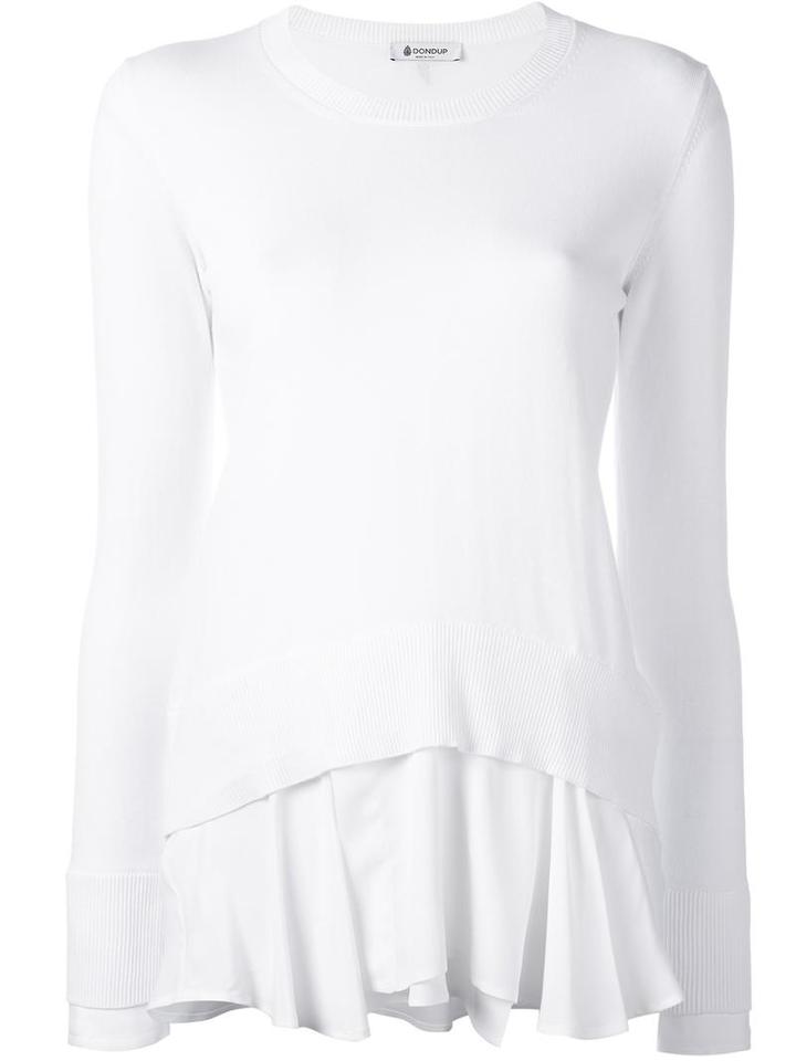 Dondup Ruffled Layer Blouse, Women's, Size: Small, White, Cotton/viscose/silk