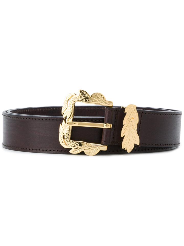Alberta Ferretti Leaf Buckle Belt - Brown