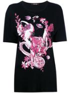 Roberto Cavalli Bird Print T-shirt, Women's, Size: 40, Black, Modal