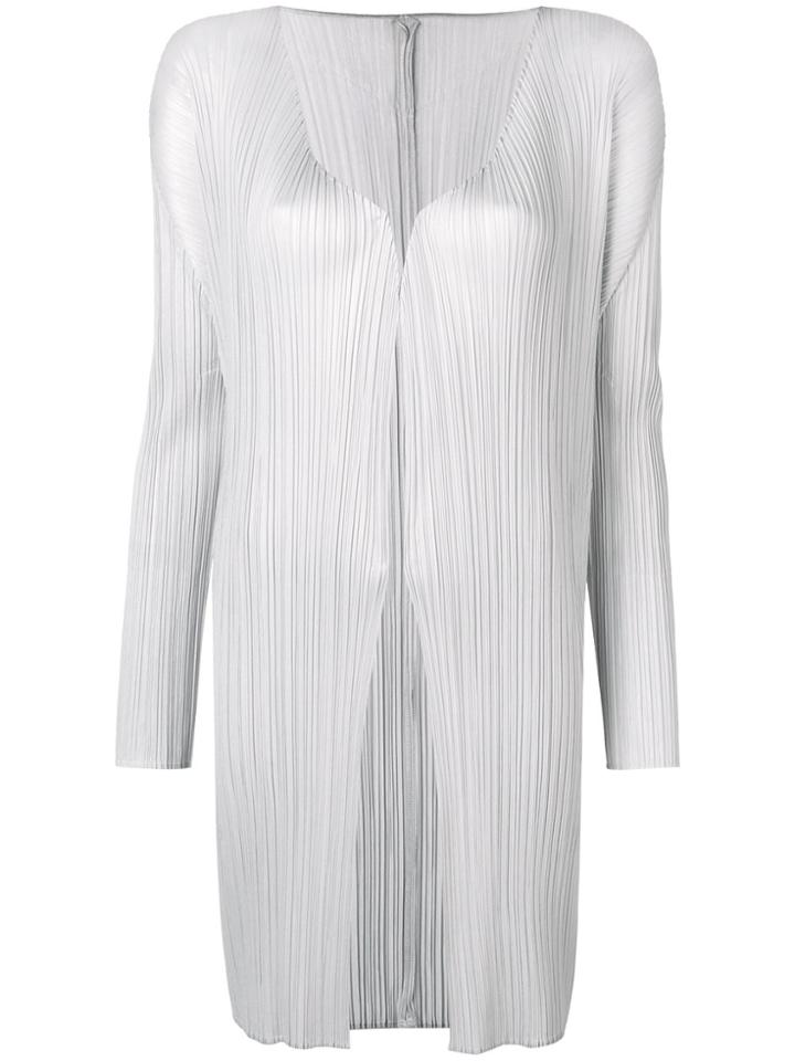 Pleats Please By Issey Miyake Pleated Midi Jacket - Grey