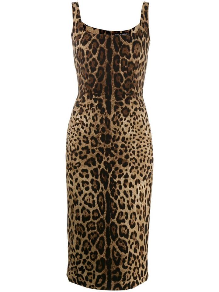 Dolce & Gabbana Leopard Print Fitted Dress - Black