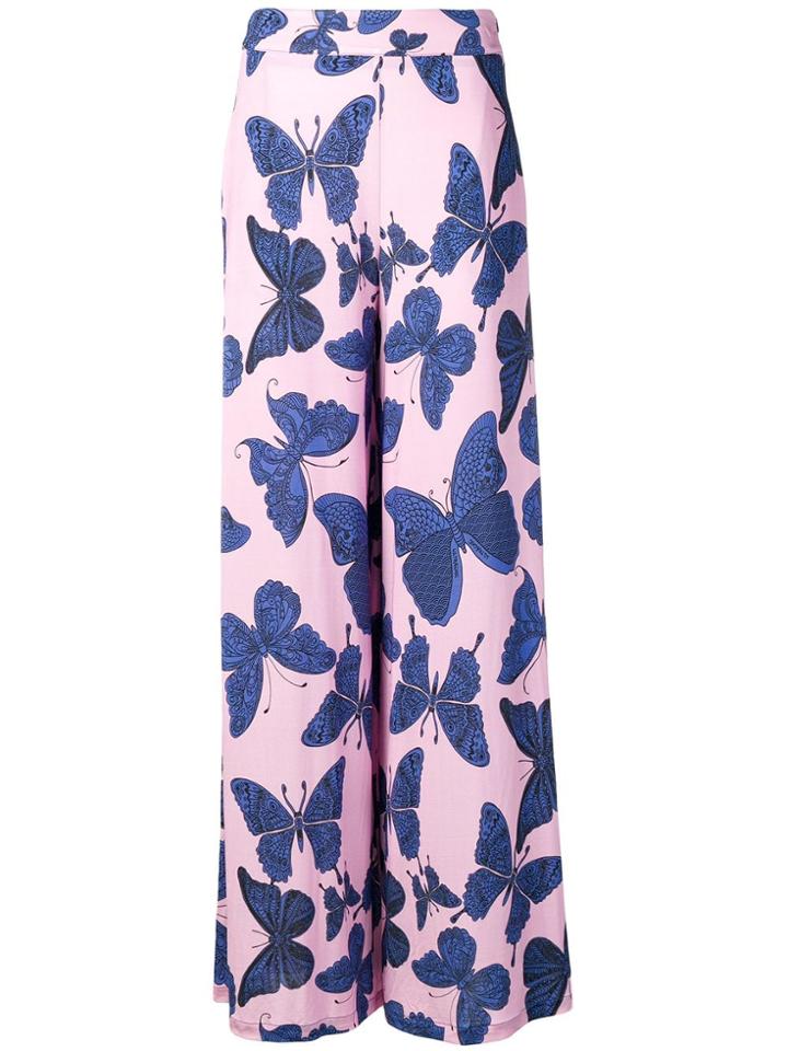 Ultràchic Butterfly Print Palazzo Pants - Pink