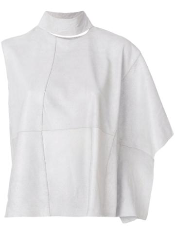 Olsthoorn Vanderwilt Standing Collar Asymmetric Blouse - Grey