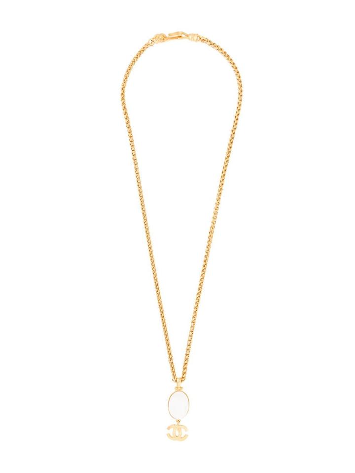 Chanel Vintage Cc Logo Tone Gold Chain Necklace