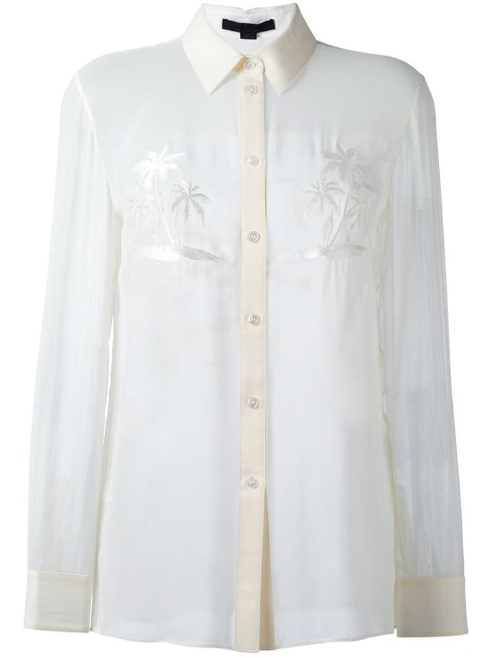 Alexander Wang Palm Embroidered Shirt, Women's, Size: 6, White, Polyester/silk