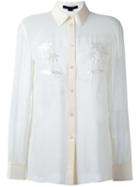 Alexander Wang Palm Embroidered Shirt, Women's, Size: 6, White, Polyester/silk