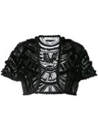 Oscar De La Renta - Embroidered Bolero - Women - Silk/mink Fur/nylon/lamb Fur - L, Black, Silk/mink Fur/nylon/lamb Fur