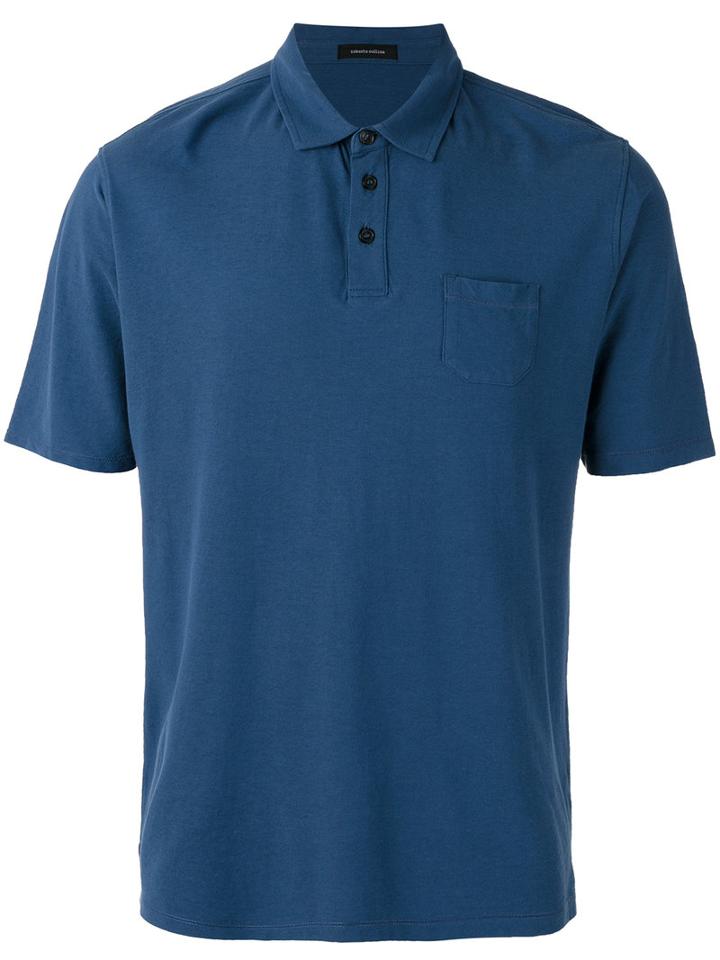 Roberto Collina Chest Pocket Polo Shirt, Men's, Size: 48, Blue, Cotton