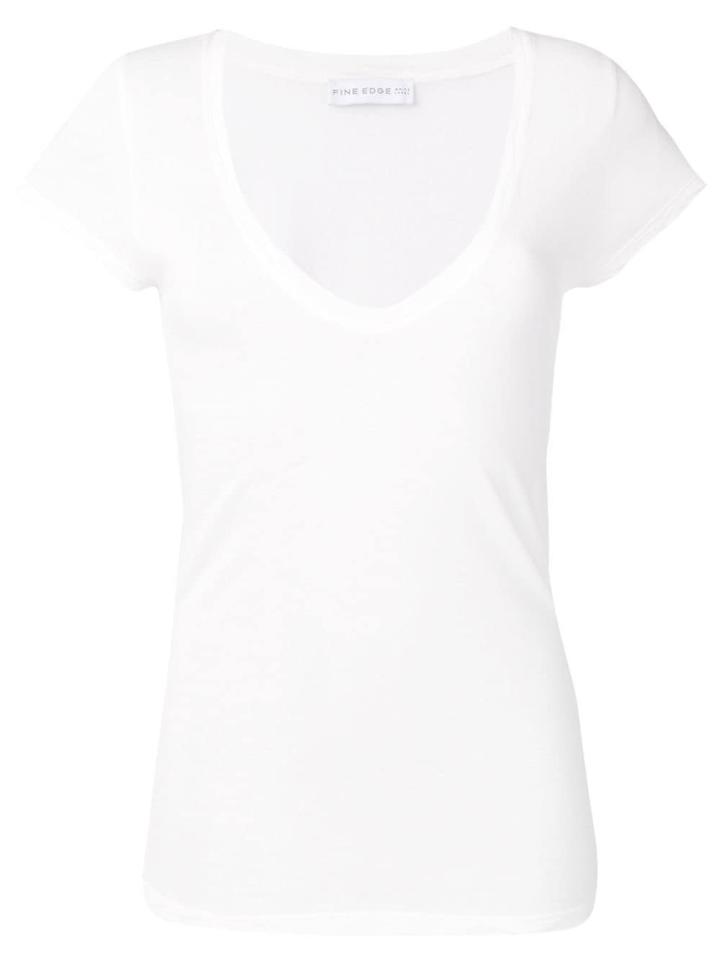 Fine Edge Deep Scoop Neck T-shirt - White