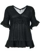 Twin-set - Shortsleeved Flared Sweater - Women - Cotton - S, Black, Cotton