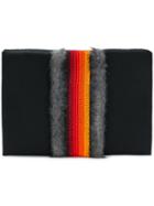 No Ka' Oi Beaded Fur Trim Clutch - Black