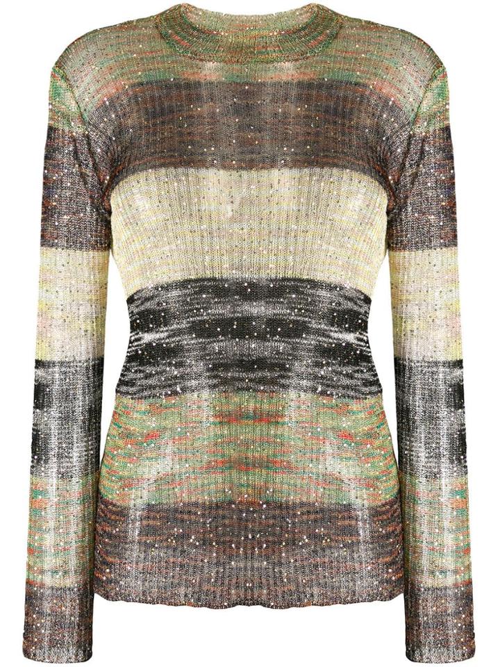 Missoni Sequin Embellished Striped Jumper - Green
