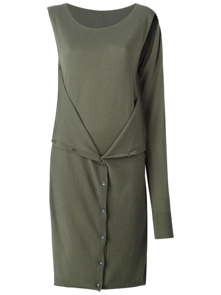 Mm6 Maison Margiela Single Sleeve Knitted Dress, Women's, Size: Large, Green, Viscose/wool