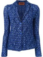 Missoni Two Button Blazer, Women's, Size: 44, Blue, Nylon/viscose/wool