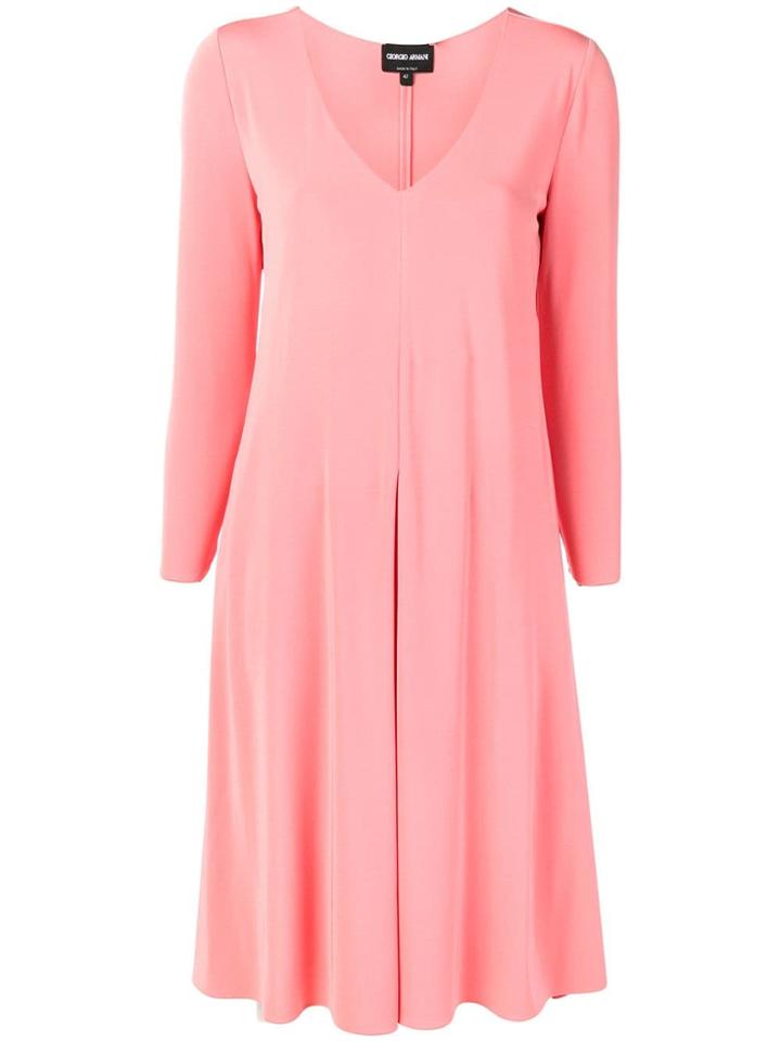 Giorgio Armani Flared V-neck Dress - Pink