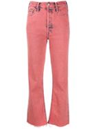 Mother Frayed Hem Cropped Jeans - Pink