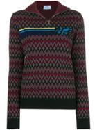 Prada Logo Intarsia Half-zip Sweater - Black
