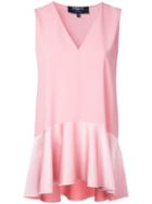 Paule Ka - Peplum Hem Top - Women - Polyester/triacetate - 40, Pink/purple, Polyester/triacetate