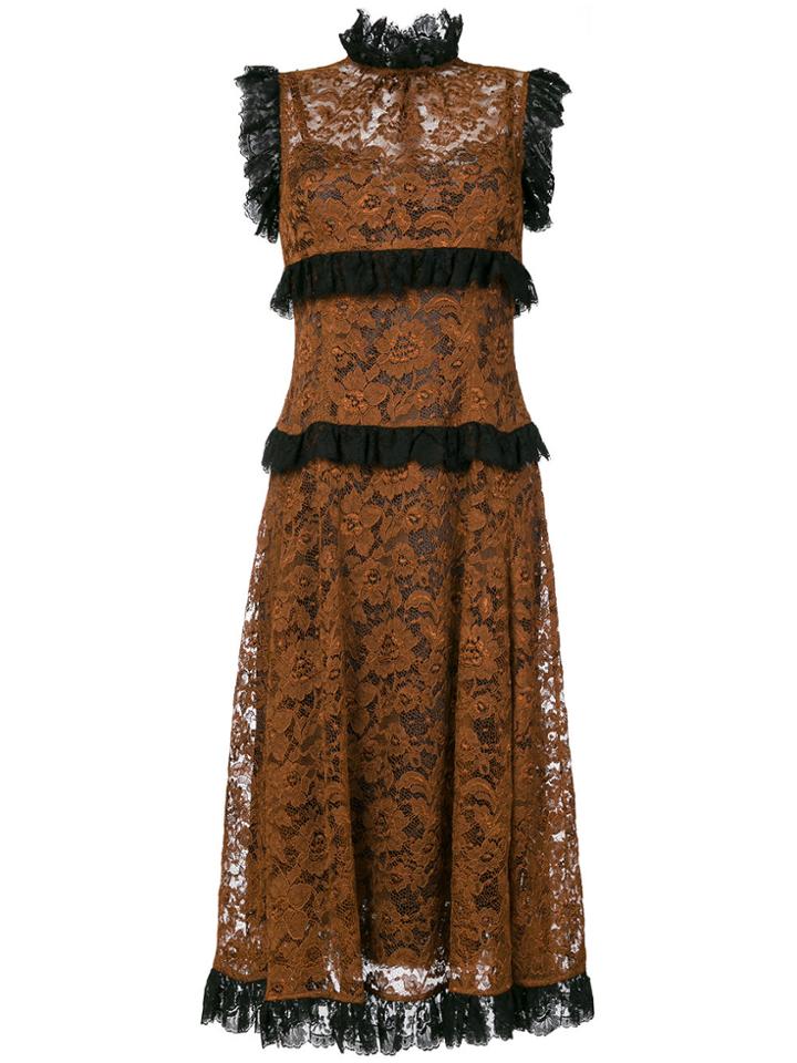 Dolce & Gabbana Sheer Lace Dress - Brown