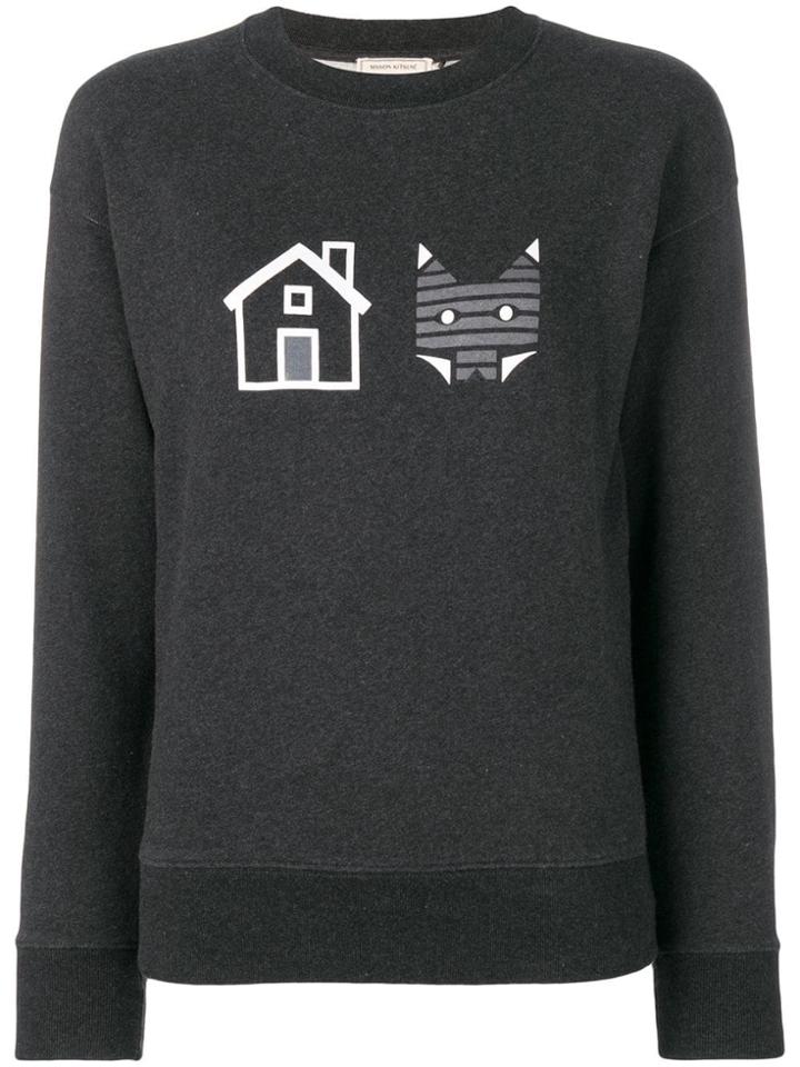 Maison Kitsuné Front Print Sweatshirt - Grey