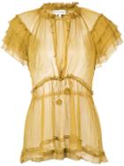 Lee Mathews - Sheer Blouse - Women - Silk - 2, Women's, Brown, Silk