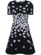 Oscar De La Renta Starfish-print Flared Dress - Black