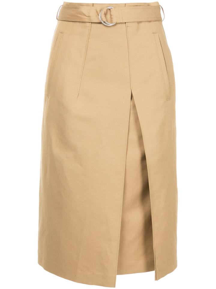 Des Prés Pleated Front Straight Skirt - Nude & Neutrals