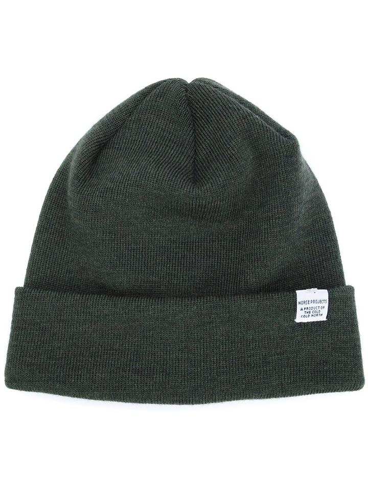 Norse Projects Ribbed Beanie Hat, Men's, Green, Merino