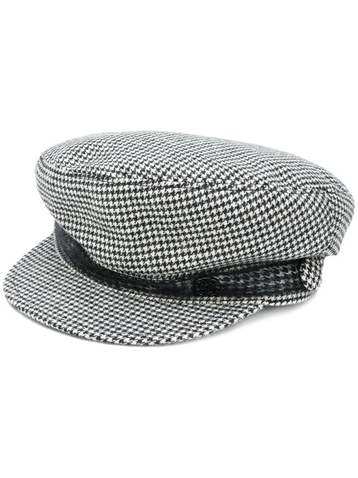 Maison Michel Houndstooth Cap - Black