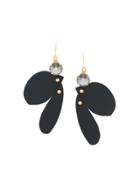 Marni Hanging Leather Earrings - Black
