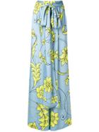 Miahatami Floral Tie Waist Palazzo Trousers - Blue