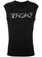 Versace Logo Tank Top, Women's, Size: 38, Black, Spandex/elastane/viscose