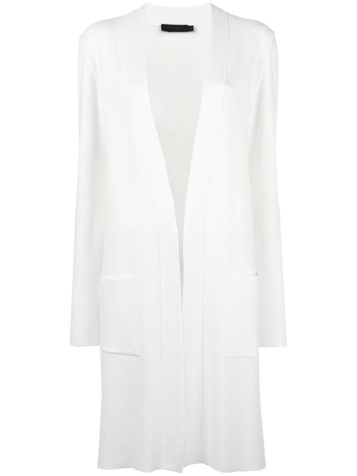 Calvin Klein Collection Buttonless Cardi-coat, Women's, Size: Medium, White, Wool