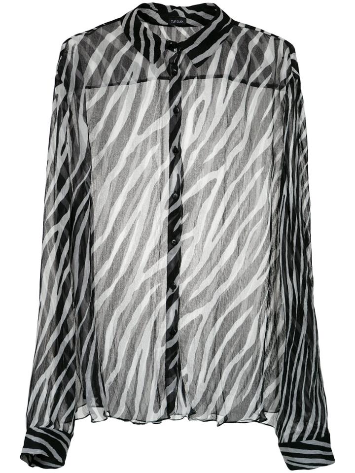 Tufi Duek Animal Print Sheer Shirt - Black