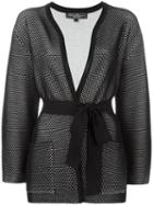 Salvatore Ferragamo Open Knit Tied Cardigan, Women's, Size: Large, Black, Silk/cotton/virgin Wool