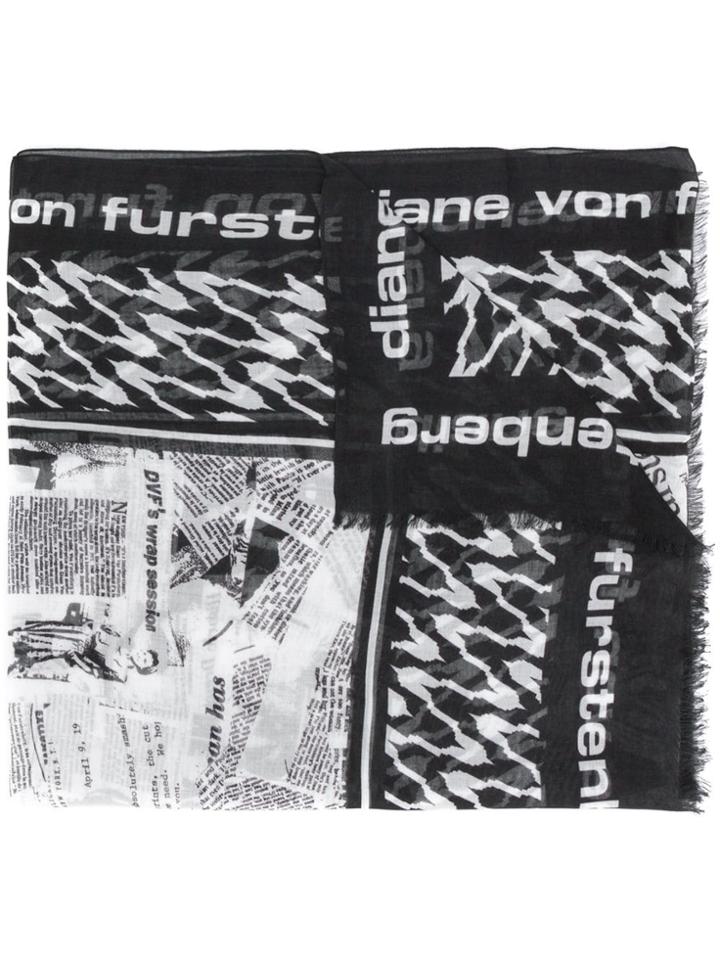 Diane Von Furstenberg Newspaper Print Scarf - Black