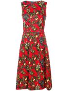 Oscar De La Renta Sleeveless Printed Dress - Red