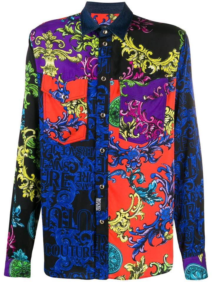 Versace Jeans Couture Printed Button Shirt - Black