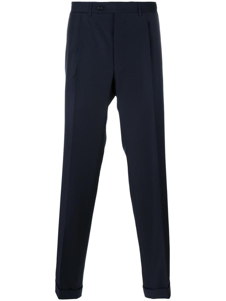 Canali Straight Leg Trousers, Men's, Size: 52, Blue, Wool