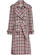 Burberry Relaxed Fit Check Trench Coat - Red