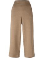 Akris Punto Elastic Waistband Cropped Trousers, Women's, Size: 38, Brown, Cotton/polyamide/viscose/spandex/elastane